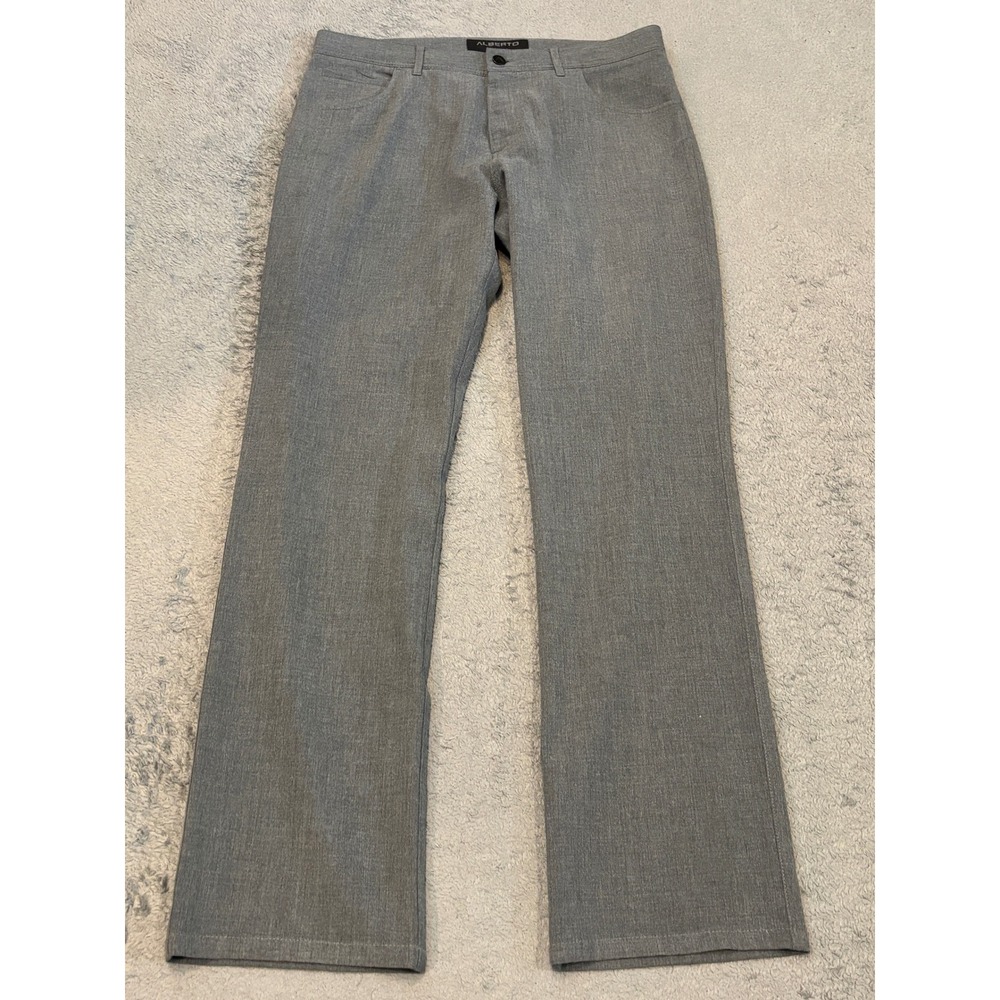 Alberto Ceramica Modern Fit Gray Pants Mens 34x34 Stretch Trousers